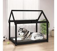 Camerina Cama para Perros Madera Maciza de Pino Negro 111x80x100 cm Sofa Perro Cama Perro Madera