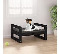 Camerina Cama para Perros Madera Maciza de Pino Negro 55,5x45,5x28 cm Sofa Perro Cama De Madera Perro