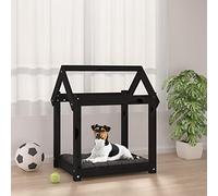 Camerina Cama para Perros Madera Maciza de Pino Negro 61x50x70 cm Cama Alta Perro Cama Perros Grande