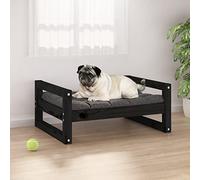 Camerina Cama para Perros Madera Maciza de Pino Negro 65,5x50,5x28 cm Cama Perros PequeñOs Cama Elevada Perro