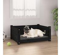 Camerina Cama para Perros Madera Maciza de Pino Negro 65,5x50,5x28 cm Cama Perros PequeñOs Cama Elevada Perro
