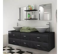 Camerina Conjunto de Muebles de baño y Lavabo 7 Piezas Negro BañOs Completos