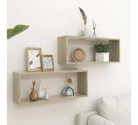 Camerina Estante Cubo Pared 2 uds contrachapado Roble Sonoma 60x15x23 cm estanteria Cubo estanterias de Pared estanteria pequeña estantes flotantes