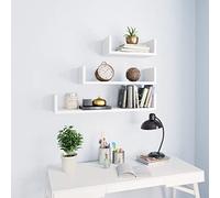 Camerina Estante de Pared 3 Piezas Madera contrachapada Blanco estanterias de Pared repisas de Pared Dormitorio baldas para Libros librería de Pared