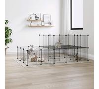 Camerina Jaula para Mascotas de 44 Paneles Puerta Acero Negro 35x35 cm Jaula Perro Mediano Jaula para Perros PequeñA