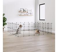 Camerina Jaula para Mascotas de 52 Paneles Puerta Acero Negro 35x35 cm Jaula Perro Mediano Jaula Gatos