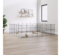 Camerina Jaula para Mascotas de 52 Paneles Puerta Acero Negro 35x35 cm Jaula Perro Mediano Jaula Perro Interior