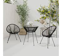 Camerina Juego de Comedor para jardín 3 Piezas Conjunto Jardin Exterior Muebles Jardin Exterior Mesa de Comedor jardín Mesa de terraza Negro 3085448