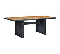 Camerina Mesa de jardín ratán sintético Madera Maciza Acacia Gris Oscuro mesas de terraza y jardín Mesa Extensible Exterior Mesa pequeña terraza Mesa Exterior Jardin