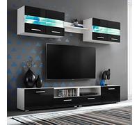 Camerina Muebles de saln de TV con Luces LED Negro Brillante 5 Piezas Muebles de TV Salon Juego de Mueble para TV Mueble Comedor TV Muebles para Salon