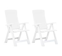 Camerina Sillas de jardín reclinables 2 Unidades Silla Jardin Exterior Silla reclinable Exterior sillas de Jardin plástico Blanco 48760