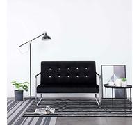 Camerina Sofá 2 plazas con reposabrazos Cromado y Terciopelo Negro Sofá Cama 2 Plazas Sofas PequeñOs