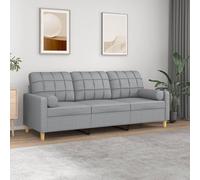 Camerina Sofá de 3 plazas con Cojines Tela Gris Claro 180 cm Sofa Rinconera Sofá Cama Sofa Tres Plazas