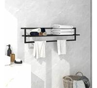 Camerina Toallero de Hierro Negro 95x25x22 cm Toallero para BañO Toallero Sin Agujeros