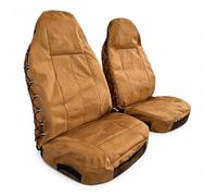 CAMERRI Coyote - Fundas de asiento de lona marrón para Jeep Wrangler JL/JK/TJ/YJ de 2 puertas/4 puertas, protectores de asiento tácticos duraderos con múltiples bolsillos, par de protectores de