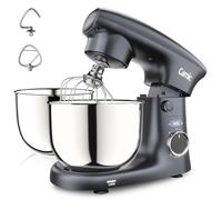 Camic Amasadora Batidora 4L + 5L Recipiente Inox, Amasadora Pantalla LED, Temporizador, 10 Configuraciones de Velocidad, Gancho de Repostería, Batidor, Mezclador, Para Masa, Pan, Pizza, Pasteles