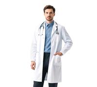 Camice Bianco da Laboratorio, ELEPRUC Camice da Lavoro, Camice da Laboratorio, Camice Laboratorio Chimica, Medico Cappotto, Camice da Lavoro Maniche Lunghe con 3 Tasche e Bottoni per Farmacisti Medici