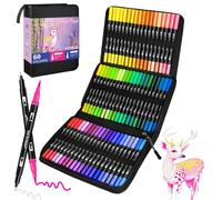 Camiki Art Rotuladores Lettering 60 Colores, Rotuladores Alcohol Punta Pincel, Doble Punta Fina, Kit para Niños y Adultos, Mandalas, Graffiti, Caligrafía, Dibujar, Acuarelables Profesionales