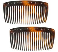 Camila Paris AD66S - Peine lateral francés grande curvado de carey Cryslals para mujer, pelo fino, peine de pelo de sujeción fuerte para mujeres, moño, moño, peinado, accesorios para el cabello para