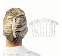 Camila Paris CP3737 - Peine lateral francés redondeado, blanco y piedras, peines decorativos para el pelo, pinzas de sujeción fuerte para mujeres, moño, moño, peinado, accesorios para el cabello para