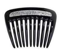 Camila Paris CP3770 - Peine lateral francés pequeño redondeado negro y plateado, peines de pelo de torsión francesa, pinzas de sujeción fuerte para el cabello para mujeres, moño, chignon, accesorios