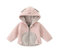 Camilife Chaqueta de Forro Polar con Capucha y Cremallera para Bebé Niños Niñas Patrón de Conejito de Dibujos Animados Rosa Talla del Fabricante 73