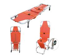 Camilla de emergencia Silla plegable de aluminio Camilla Ambulancia Escalera de evacuación de bomberos con 2 patas de apoyo y 2 ruedas guía Fácil de mover por el suelo