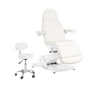 Camilla de estética eléctrica y taburete con ruedas - 3 motores - 300 W - 190 x 85 x 60 - 90 cm - 150 kg - blanco | physa