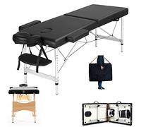 Camilla de masaje, 3 zonas, ajustable, cama de masaje, silla de masaje, plegable, patas de madera, mesa de masaje móvil, mesa de masaje ajustable, fácil instalación, ergonómica (soporta hasta 250 kg)