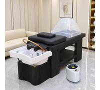 Camilla de masaje para salón con cascada y fumigación, equipo de spa para cabeza, camilla de champú con terapia de luz para spa de belleza