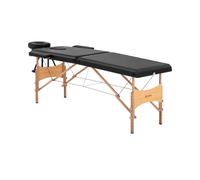 Camilla de masaje plegable - extra ancha (70 cm) - reposacabezas y reposapies inclinables - madera de haya - negra | physa