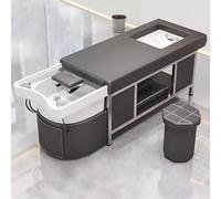 Camilla de masaje y champú para salón y silla de pedicura, equipo de spa facial con reposacabezas de masaje, bañera de agua para fumigación de pies y taburete, color negro.
