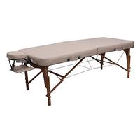 Camilla de masaje Zen FlatTop - plegable y regulable en altura - Mesa de masaje móvil de madera - con reposacabezas ergonómico (Créme)