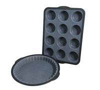 Camilla Gift Set de tartas de 25 cm y bandeja para magdalenas de 12 huellas. Material innovador de fibra de vidrio recubierto con material de silicona. Para repostería de alta precisión.