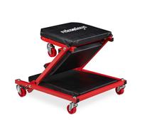 Relaxdays Camilla Mecánico, Taburete Taller, hasta 150 kg, Camilla Convertible en Asiento Plegable, 360°, Acero, Negro