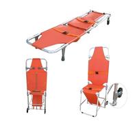 Camilla plegable de emergencia, silla de evacuación de aluminio para bomberos, capacidad de 150 kg, silla de escalera EMS con patas de apoyo y ruedas guía