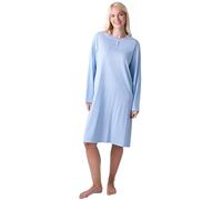 Camille Camisón de algodón 100% orgánico para mujer con mangas largas, camisón de algodón ligero con longitud a la rodilla, ajuste relajado, Azul Dot, 50-52