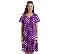 Camille - Camisón de verano suave de algodón con estampado Morado Lunares morados. 46-48