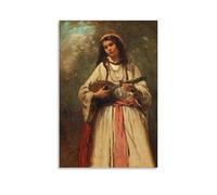 Camille Corot - Póster decorativo de mujer gitana con mandolina, arte decorativo para pared, regalos para dormitorio, decoración del hogar, lienzo, pinturas para colgar, 40 x 60 cm