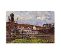Camille Pissarro - Kitchen Gardens at L'Hermitage, póster de Pontoise para estética de habitación, lienzo para pared e impresión sin marco, 20 x 30 pulgadas