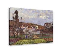 Camille Pissarro - Lienzo decorativo para pared, diseño de jardines de cocina en L'Hermitage, Pontoise, para decoración del hogar, escuela, oficina, marco de 50,8 x 76,2 cm