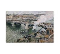 Camille Pissarro - Póster de The Pont Boieldieu, Rouen, clima húmedo, para estética de habitación, lienzo para pared e impresión sin marco, 61 x 91 cm