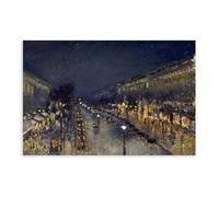 Camille Pissarro - Póster impreso de The Boulevard Montmartre at Night para habitación de adolescentes y niños, lienzo para pared, impresión sin marco, 40,6 x 61 cm