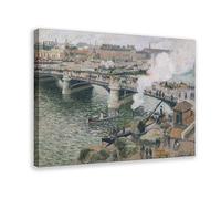 Camille Pissarro - The Pont Boieldieu, Rouen, clima húmedo, póster de pared para hogar, escuela, oficina, marco de 61 x 91 cm