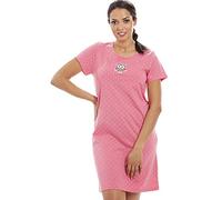 CAMILLE varios colores y estampado suave algodón suave camisones de verano 38-40 Pink Owl