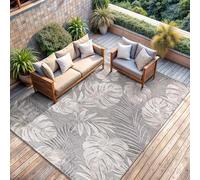 CAMILSON Alfombra para interiores y exteriores, color beige, 6 x 9 pies, diseño botánico tropical de hojas, para patios interiores y exteriores, fácil de limpiar, no desprende pelusa, para sala de