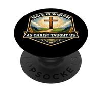 Camina En Sabiduría como Cristo Nos Enseñó Cristiano Jesús Fe Dios PopSockets PopGrip Adhesivo