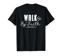 Camina por Fe 2 Corintios 5:7 Diseño Floral Inspirador Camiseta