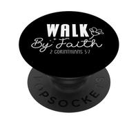 Camina por Fe 2 Corintios 5:7 Diseño Floral Inspirador PopSockets PopGrip Adhesivo