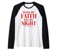 Camina por la fe, no por la Vista Cita Cristiana La Biblia Camiseta Manga Raglan